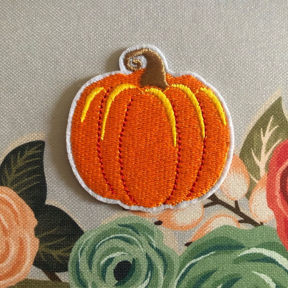 Orange Pumpkin Embroidered Patch - Seasonal Accessory